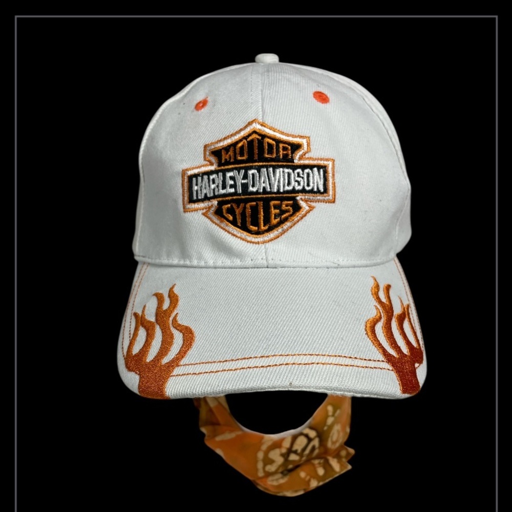 Harley-Davidson White Cap with Orange Flames